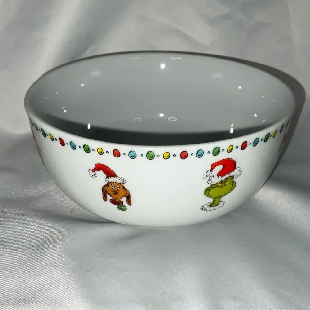 NEW ZRIKE DR SEUSS GRINCH WHO STOLE CHRISTMAS MAX WHITE CEREAL BOWL